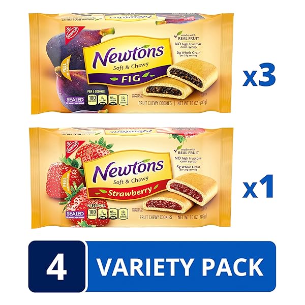 NEWTONS SOFT & FRUIT CHEWY FIG & STRAWBERRY COOKIES VARIETY PACK, (FIG BARS, STRAWBERRY BARS), 4 PACKS