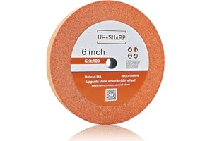 UF-SHARP 6 inch Bench Grinder Wheels, 1" Wide, 1/2" Arbor, 100 Grit Aluminum Oxide Grinding Wheel for HSS and Carbon Steel Tools (100 Grit)
