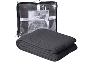 DOLLCENT 100% Combed Cotton Blanket–102x108 Inch California King Size Bed Blankets– Warm Soft All Season Breathable Blankets– Extra Large Oversized California King Blanket- Grey King Cotton Blankets