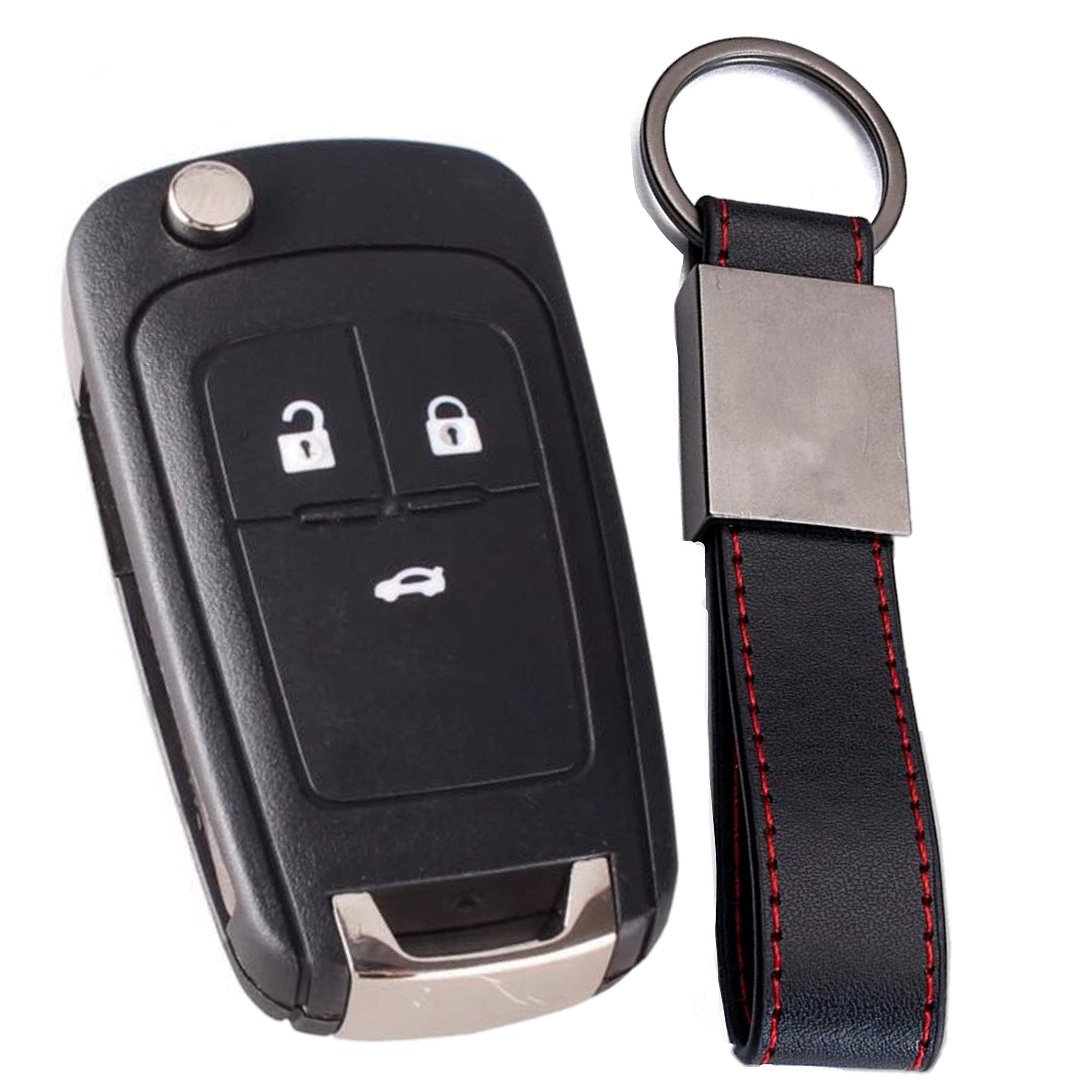 Replacement Key Case with 2 or 3 Button Remote Control for Opel, Chevrolet, Buick, Astra, Insignia, Vectra, Zafira, Meriva, Mokka(With 3 Buttons + Logo + Keyring)