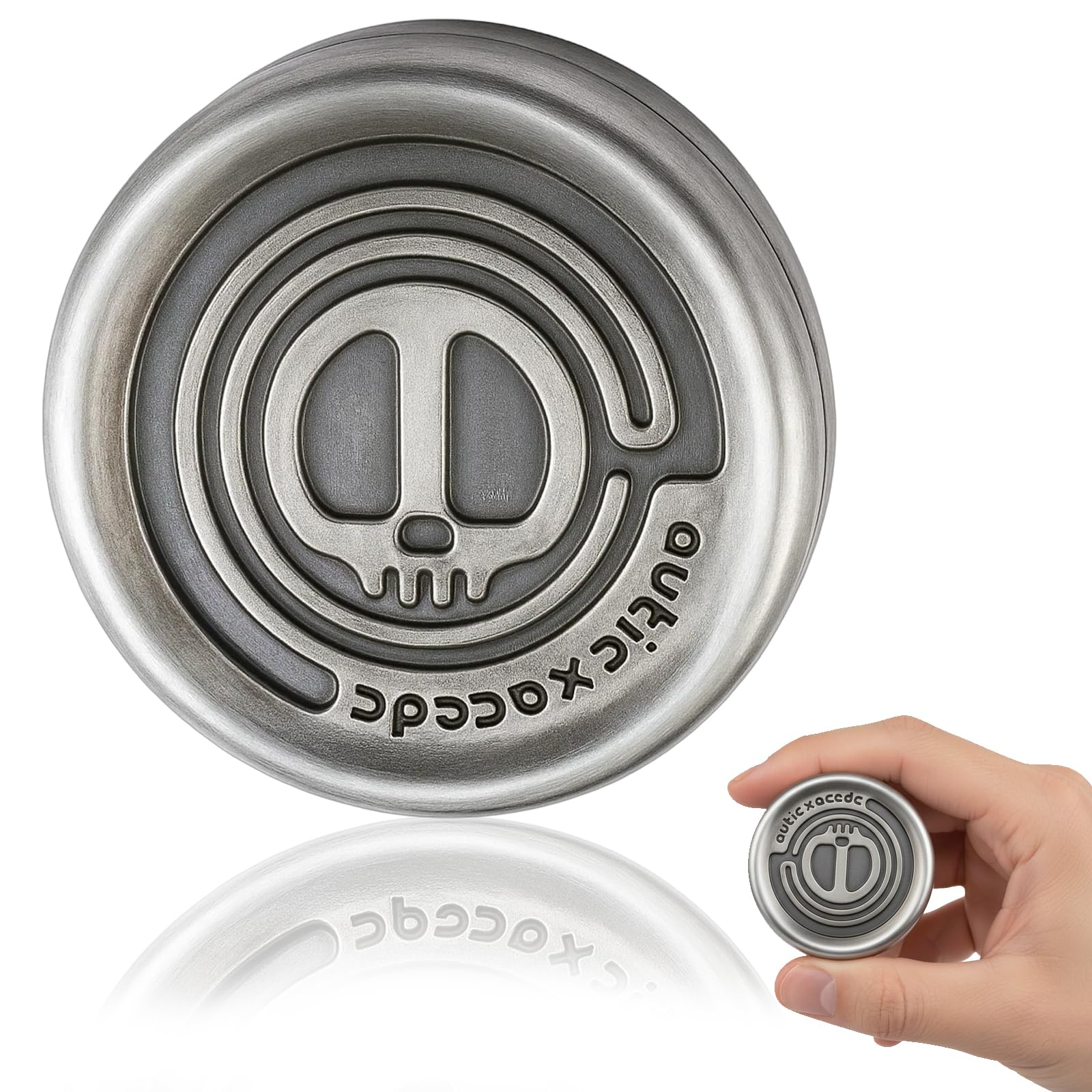 Haptic Coin Fidget Slider Toy for Adults Stress Relief Metal Hand Slider Devil Magnetic Push Portable Autism Sensory, Relieve Stress Anxiety, Gift for Boyfriend, Husband and Father