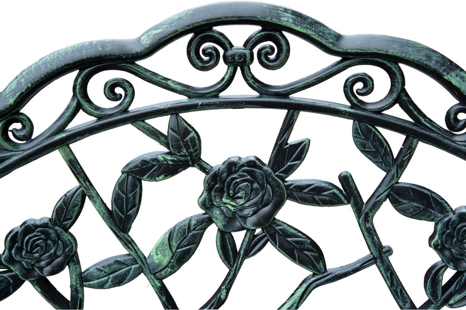 Outsunny 40" Cast Aluminum Antique Rose Style Outdoor Patio Garden Park Bench - Antique Green : Garden & Outdoor