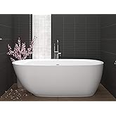 ANZZI Freestanding Tub 67”, Soaker Tub, Acrylic Center Drain, Luxury Spacious, Deep Soaker Bathtub with Overflow and Drain, Modern Slip-Resistant Floor (FT-AZ401)