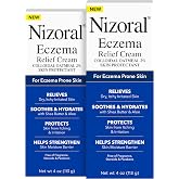 Nizoral Eczema Relief Cream, 4 Oz, Relieves Dry Itchy Irritated Skin, 2 Pk | Soothes Hydrates with 7 Moisturizers, Colloidal Oatmeal 2%, Eczema Cream For Adults