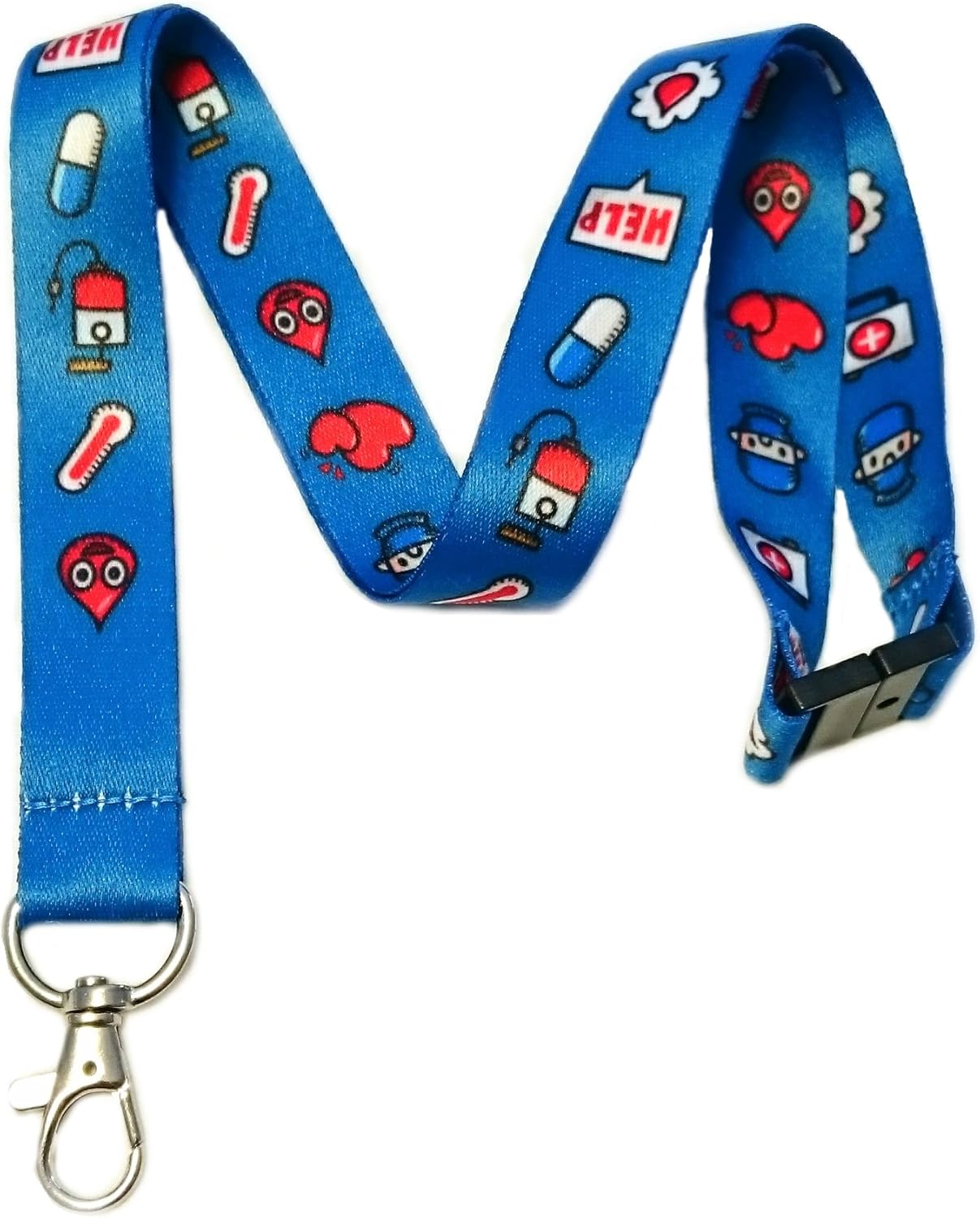 Break Away Doctor or Nurse Medical Print Lanyard Key Chain Id Badge