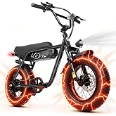 Ligood V101 Electric Bike for Adults, 16" x4.0 Fat Tire,48V13Ah, 20MPH, 7-Speed Front Suspension, Dirt E-Moped, 60 Miles Electric Motorcycle, for Youth &amp; Adults