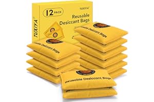 TUXIYA 100g-12Pack Rechargeable Silica Gel Desiccant Packets, Color Indicating Desiccant Packs for Storage,Moisture Absorbers for Storage Bins, Suitcase,Gun Safe, 3D Filaments