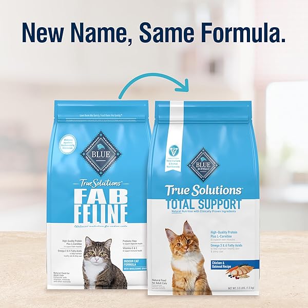 BLUE BUFFALO TRUE SOLUTIONS TOTAL SUPPORT NATURAL DRY CAT FOOD FOR ADULT CATS, CHICKEN, 3.5-LB. BAG