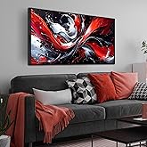 Ouzzlie Red Wall Decor Abstract Canvas Black and White Wall Art for Bedroom Modern Picture Artwork 24" x 48"