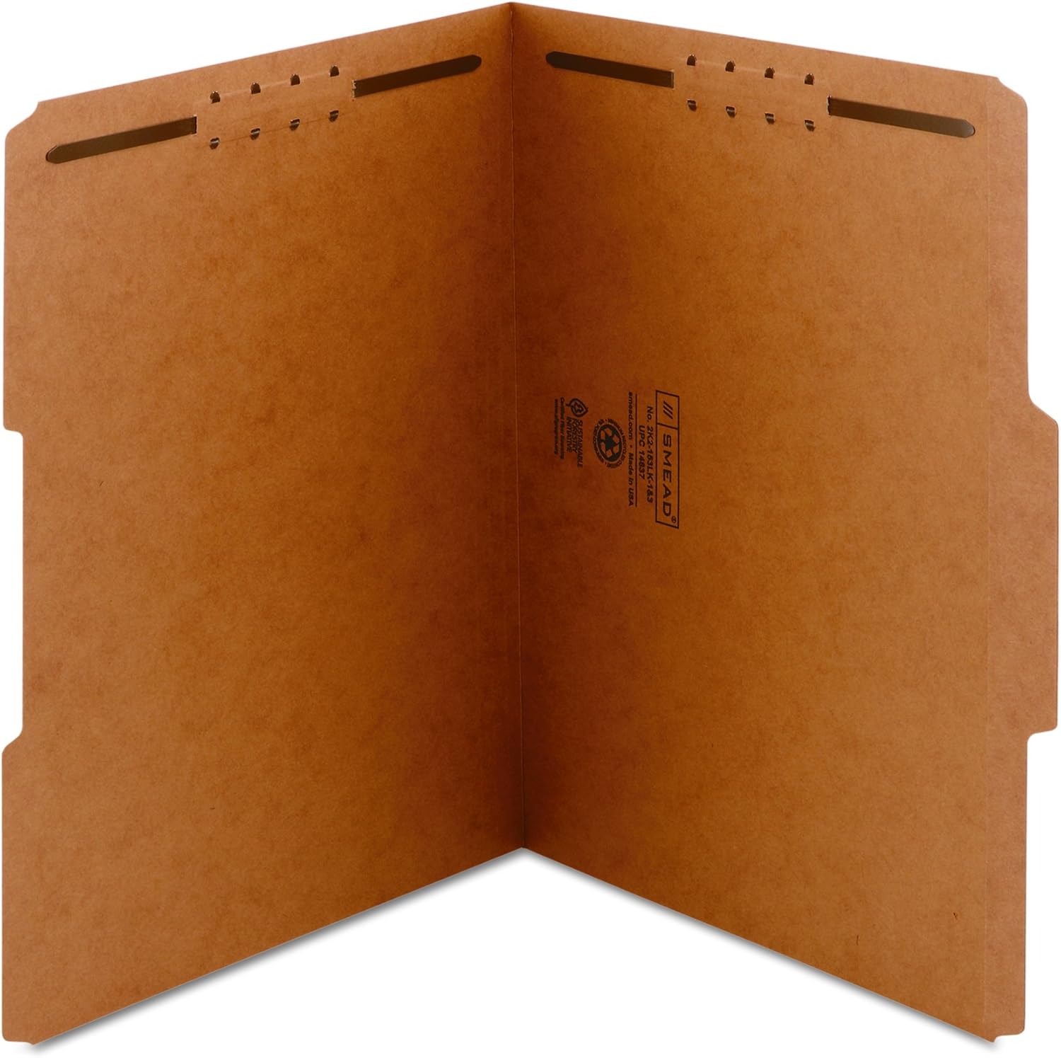 Smead Fastener File Folder, 2 Fasteners, Reinforced 1/3-Cut Tab, Letter Size, Kraft, 50 per Box (14837): Industrial & Scientific