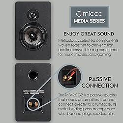 Micca MB42X G2 Passive Bookshelf Speakers for Home