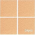YYaaloa 24 Pcs Self-Adhesive Mini Squares Backing Cork Tiles Sheets 4"x 4" for DIY Coasters and DIY Crafts Cork Board Squares, Cork Tiles, Cork Mat (24pcs)