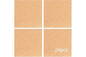 YYaaloa 24 Pcs Self-Adhesive Mini Squares Backing Cork Tiles Sheets 4"x 4" for DIY Coasters and DIY Crafts Cork Board Squares, Cork Tiles, Cork Mat (24pcs)
