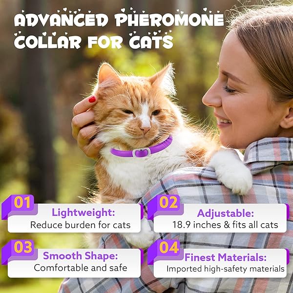 OIMMAL 4 PACK CALMING COLLAR FOR CATS, ADJUSTABLE CAT CALMING COLLAR, CAT PHEROMONE COLLAR FOR CATS AND KITTEN, RELIEVE REDUCE ANXIETY STRESS, CAT ANXIETY RELIEF CALM RELAXING COLLARS