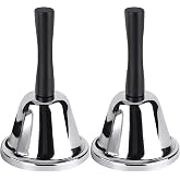 MROCO Loud Steel Hand Bell for Classroom and Service, Silver, 2 Pack | Durable Steel Construction with Comfortable Handle, Loud Ringing Sound for Events, Service and Attention Calls