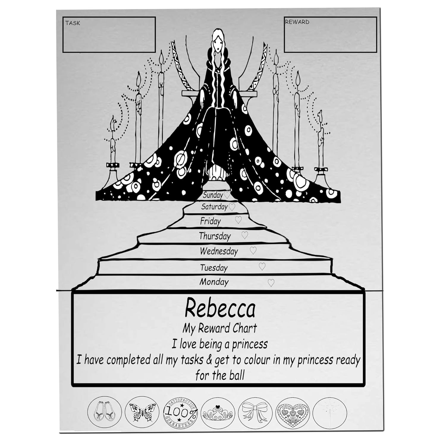 Princesa Niñas personalizable nombre para colorear magnético A4 ...