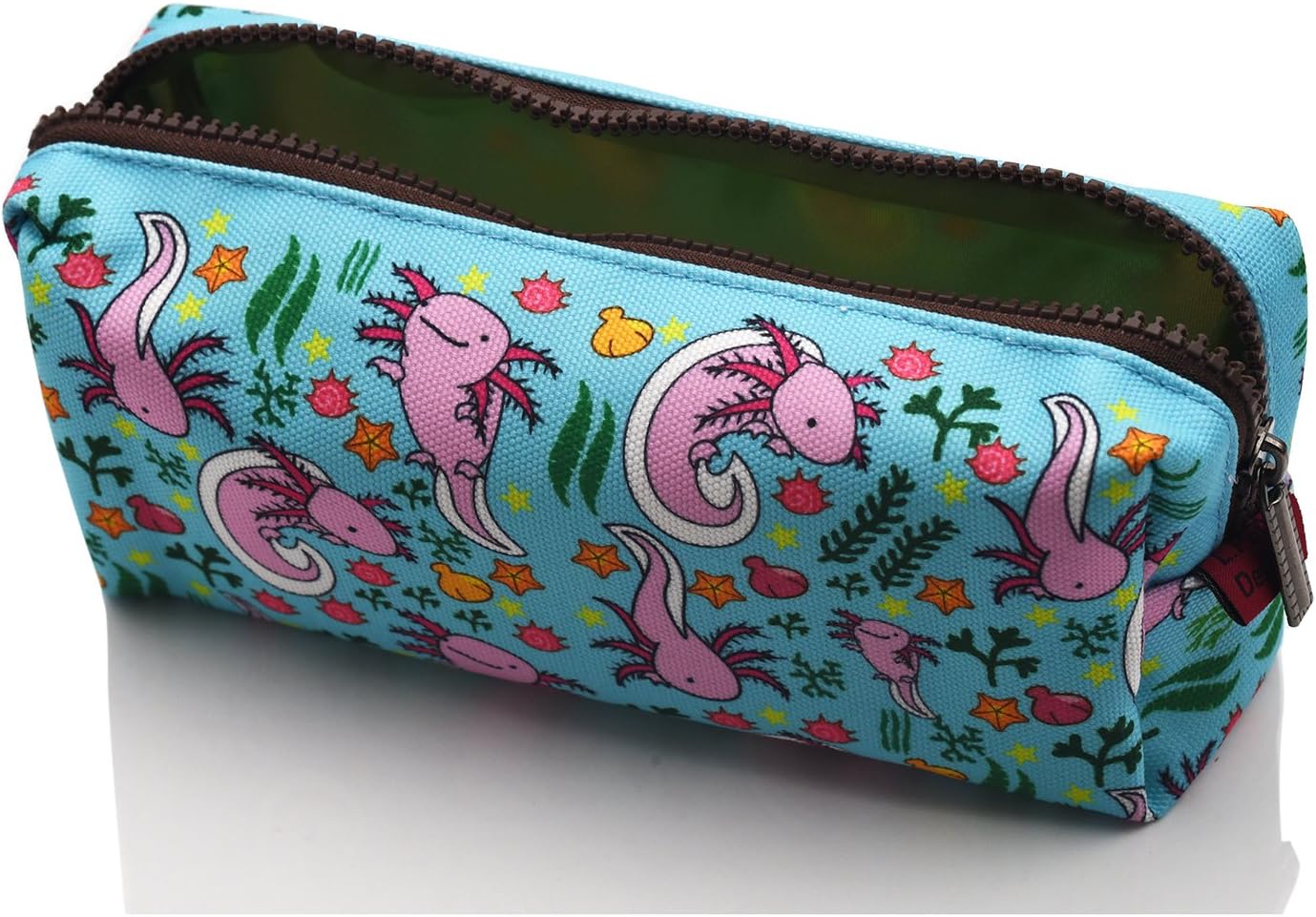 LParkin Axolotl Students Canvas Pencil Case Pen Bag Pouch Stationary Case Makeup Cosmetic Bag, Blue, 7 .5x3.5x2.25 - Image 5