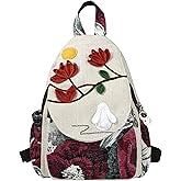 HUANGGUOSHU Bohemian Knit Backpack - Handcrafted, Stylish and Versatile Ideal Gift for Girls, Moms, and College Students Travel Essentials Mini Backpack for Women -Rabbit