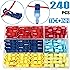 TICONN T-Tap Wire Connectors, Self-Stripping Quick Splice Electrical Wire Terminals, Insulated Male Quick Disconnect Spade Terminals Assortment Kit with Storage Case (240)