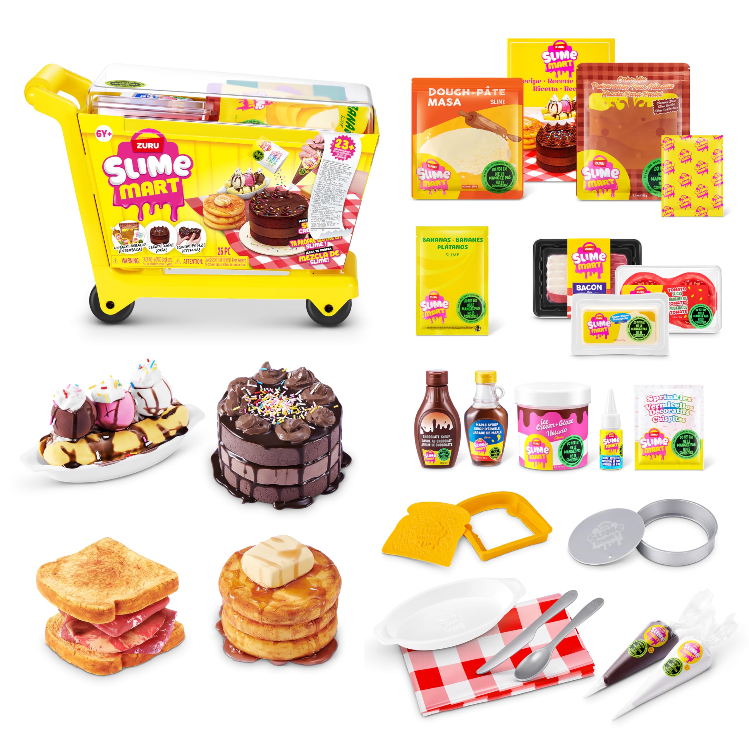 Slime Mart Shopping Cart by ZURU, Compound Slime Toy for Making Sandwiches, Desserts & Cakes, Arts & Crafts for Kids and Kidults, Soft Slime Making Kit for Girls Ages 6 to 10