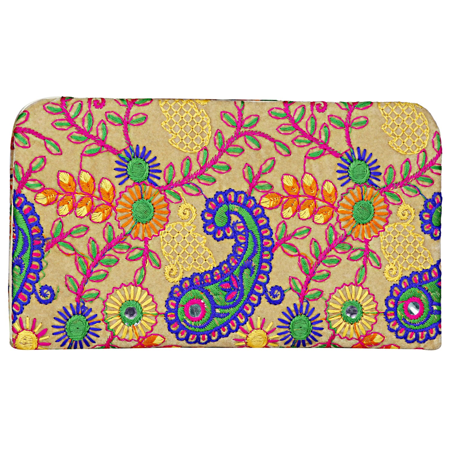 aadhunik libaas women's multicolor embroidery clutch