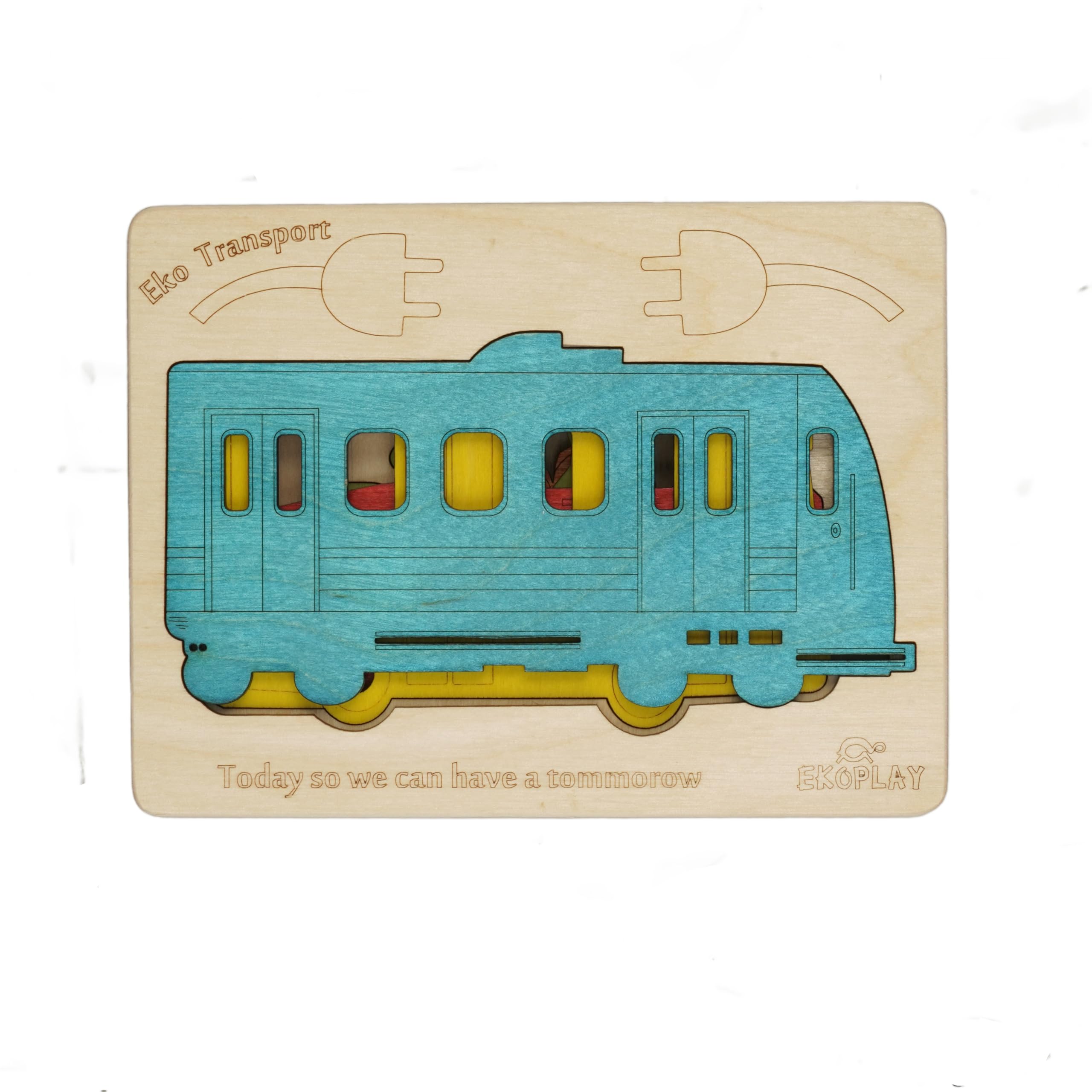 Ekoplay Multi Layered Wooden Puzzles for Kids, 5 Piece Jigsaw Puzzle for Pre-School Kids, Learning Educational Toys Gifts for Boys Girls. Transport Puzzle Sets, EKO Transport. (Transport Vehicles) — image 1