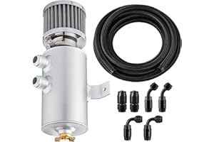 EVIL ENERGY 10AN Oil Catch Can, 750ml Breather Tank with AN10 Fuel Line Kit Nylon Braided CPE 10FT, 2 Port Oil Separator Catch Can Universal