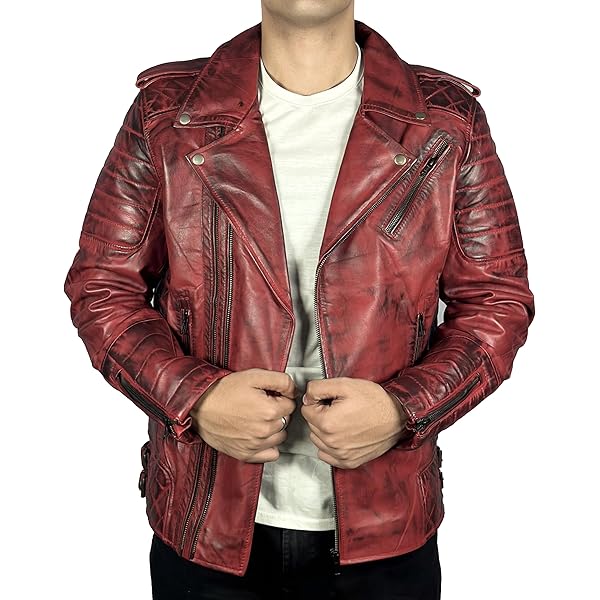 Cheemaz Men's Classic Red MJ11 Diamond Quilted Motorcycle