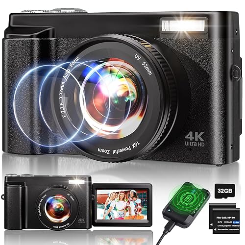 Flip Screen Vlog Camera Under 500 4K Digital Camera For