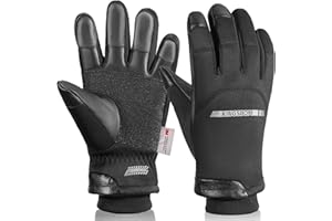 KINGSBOM -40℉ Winter Waterproof Thermal Gloves - 3M Thinsulate Windproof Touch Screen Warm Gloves - for Driving,Cycling,Riding,Running,Outdoor Sports - for Women and Men - Black