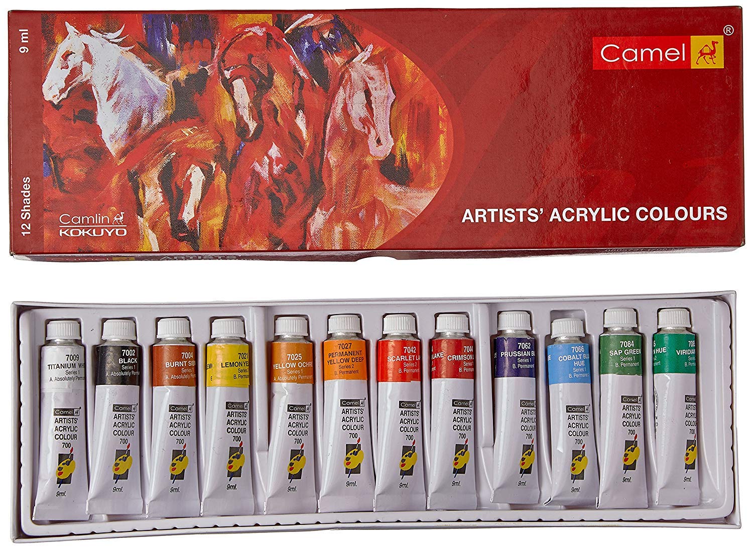 Camlin Camel Camlin Kokuyo Acrylic Color Box - 9ml Tubes, 12 Shades.