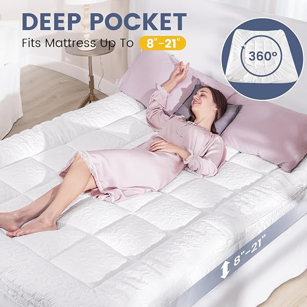 QUEEN SIZE-DUAL LAYER 3 INCH PILLOW TOP MATTRESS TOPPER, 1 INCH COOLING PILLOW TOPPER AND 2 INCH GEL MEMORY FOAM BED MATTRESS TOPPER FOR BACK PAIN & COMFORT SLEEP
