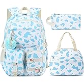 Hidds Backpack for Girls 3 PCS College School Backpacks Kids Bookbag Set with Lunch Box School Bag Daypack Teens Women