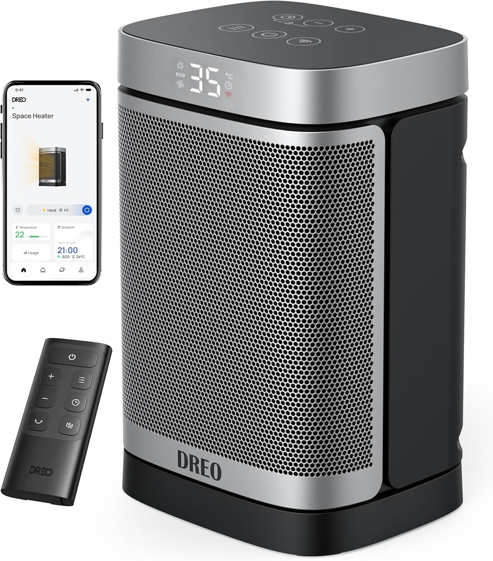Dreo 1500W Smart Space Heater with 70° Oscillation, Alexa Google Home