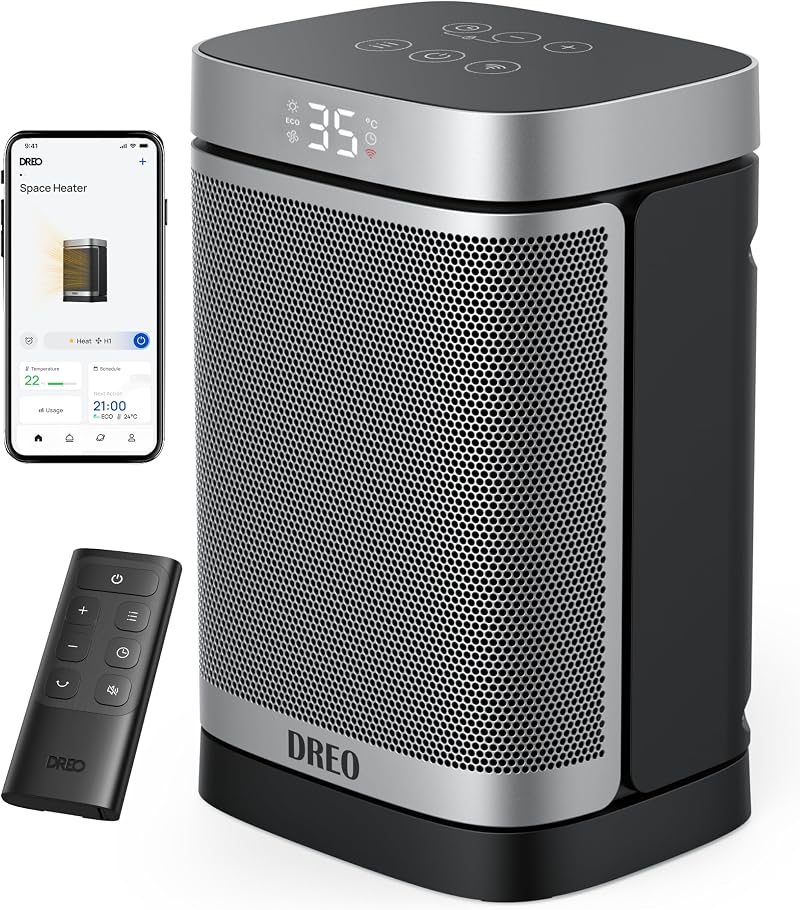 Dreo 1500W Smart Space Heater with 70° Oscillation, Alexa Google Home
