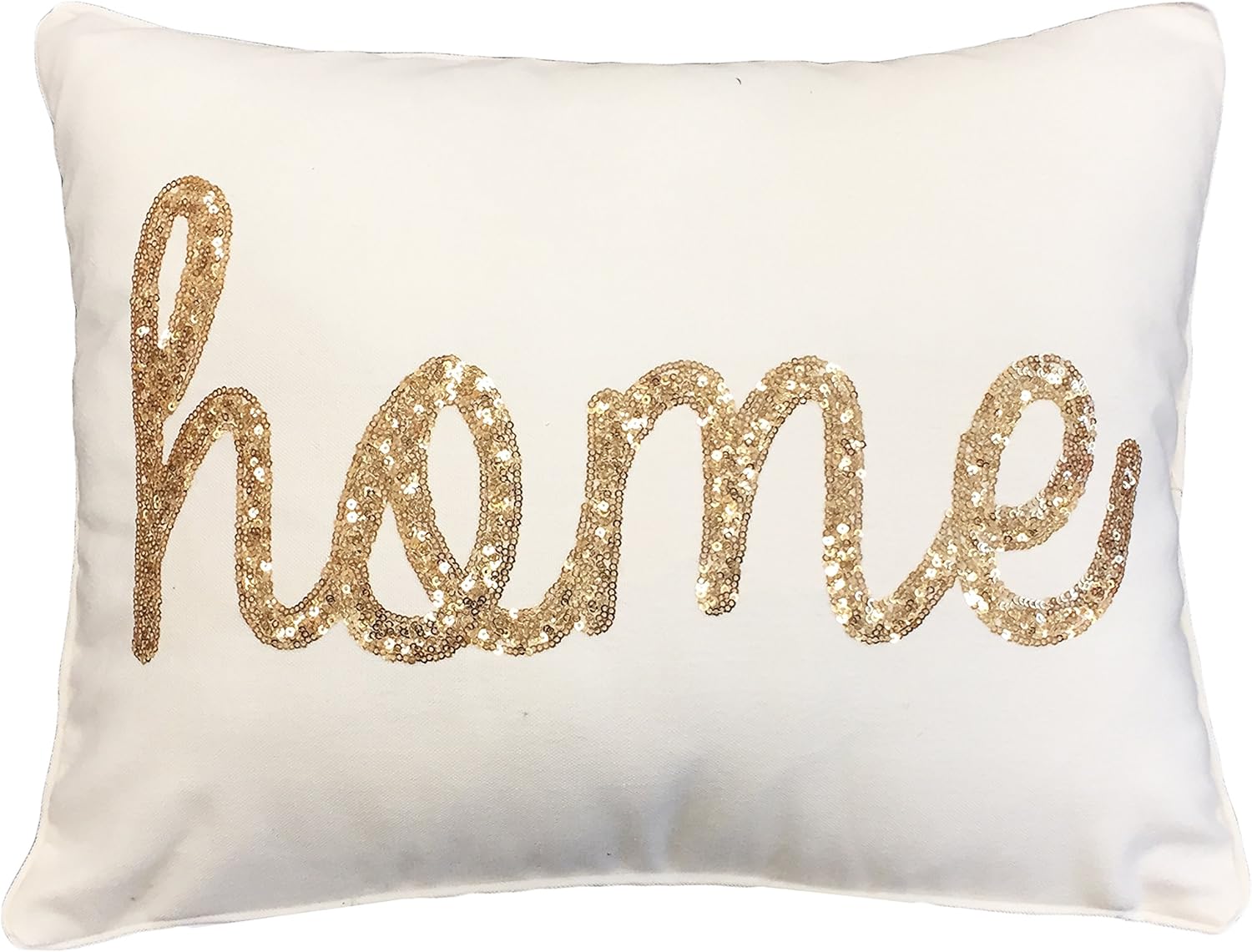 Thro by Marlo Lorenz TH011762003E Home Sequin Script Faux Linen Pillow, Egret Gold