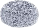 Feandrea Plush Donut Dog Bed Cat Bed Calming Round Cushion Grey 50cm view 2