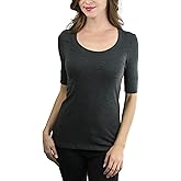 ToBeInStyle Women's Elbow Length Sleeve V-Neckline Top