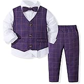 PureMilk Toddler Boy's Fake Vest Gentleman Outfits Suit 3 Piece Clothes Sets 12M-5 Years