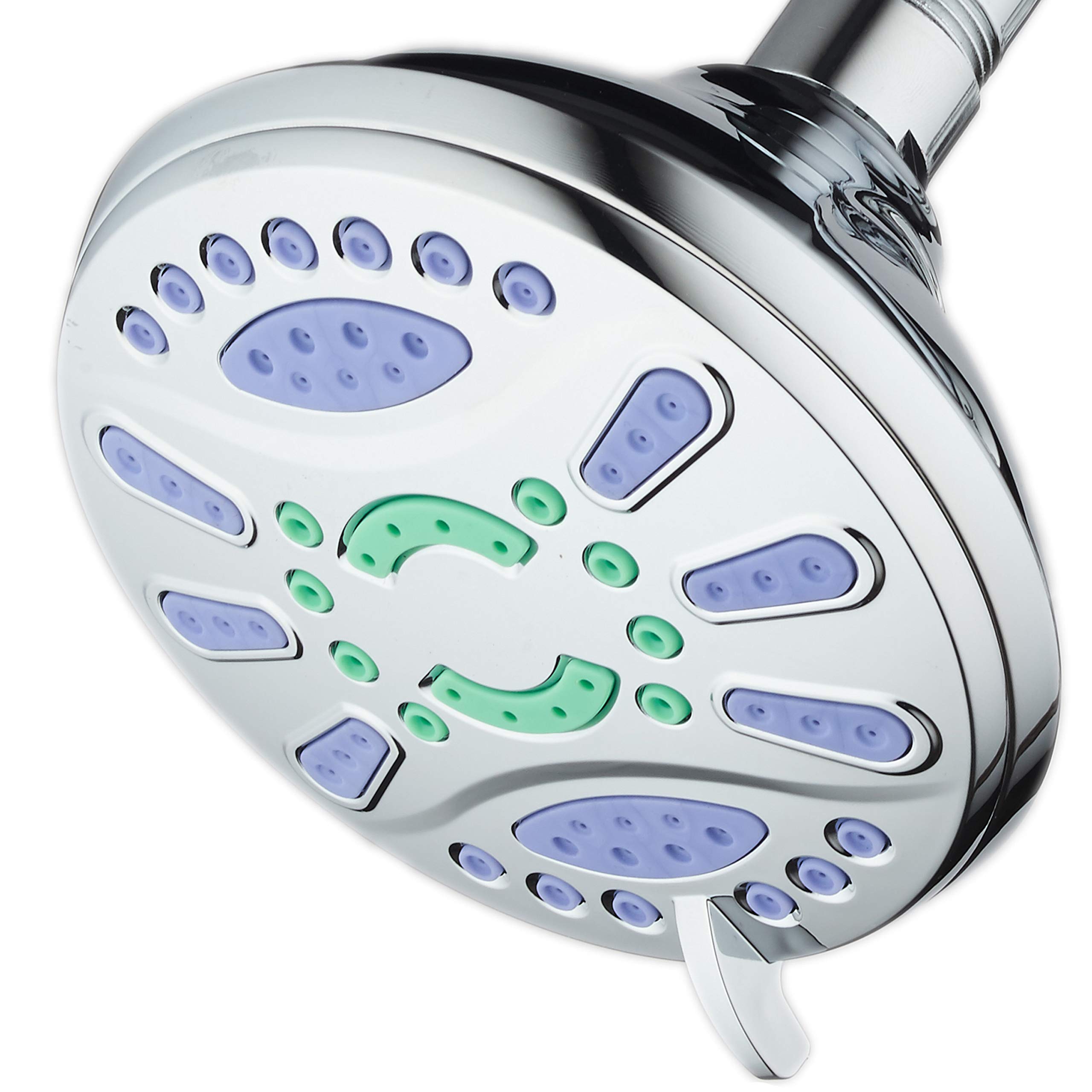 AquaStar Elite High-Pressure 6-Setting Extra-Large Luxury Spa Shower Head with Antimicrobial Anti-Clog Jets. Inhibits Growth of Mold, Mildew & Bacteria! / Solid Brass Ball Join/All Chrome Finish