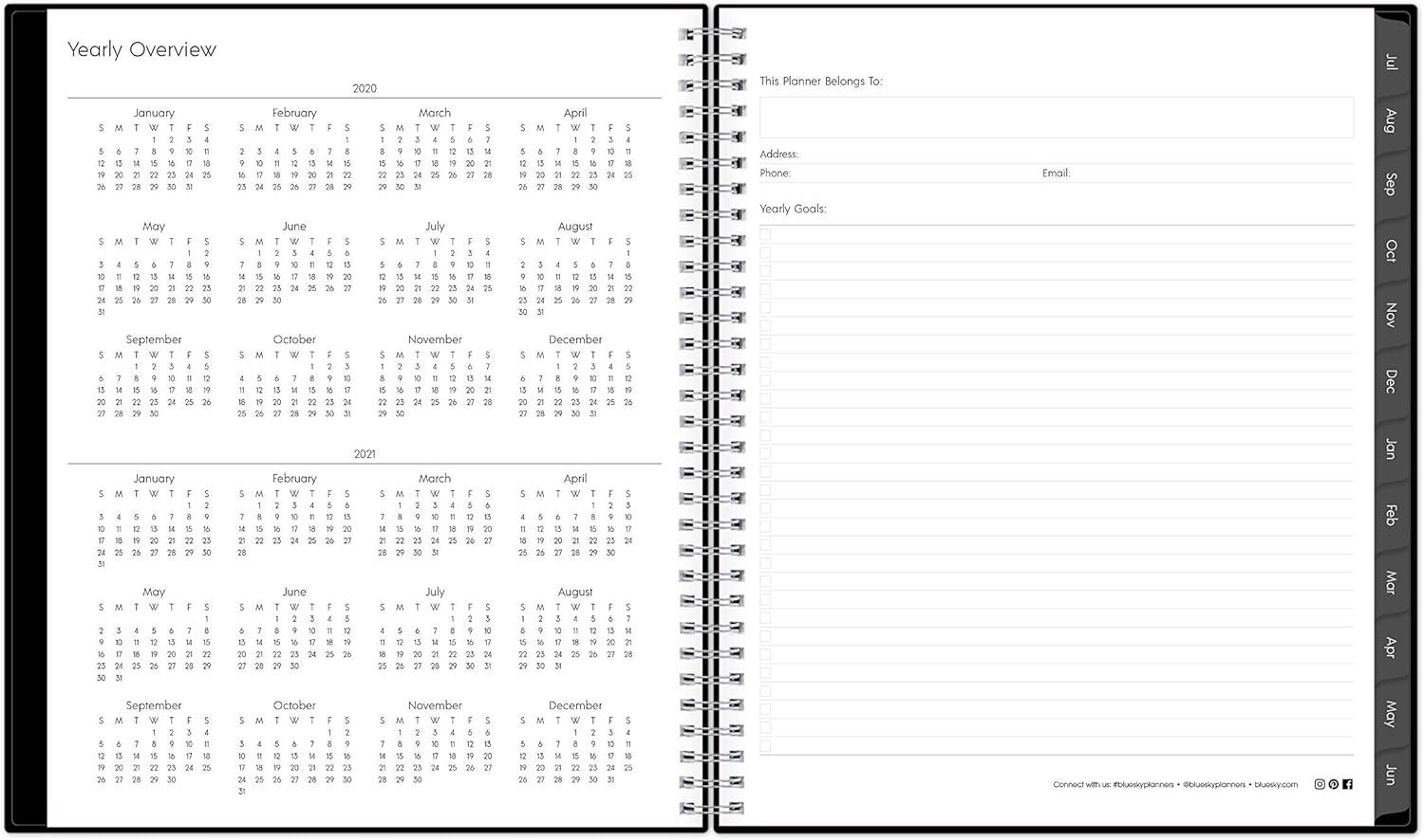 Blue Sky 2020-2021 Academic Year Monthly Planner, Flexible Cover, Twin-Wire Binding, 8" x 10", Enterprise : Office Products