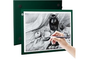 RTjoy A4 LED Light Pad, USB Powered Drawing Board, Adjustable Brightness Tracing Box Ideal for Diamond Art, Weeding Vinyl, Viewing Slides, Stenciling, Embossing, Quilting Stencils (Green)