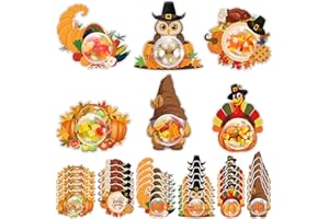 Supervitae 30 Pack Fall Candy Card Thanksgiving Autumn Candy Dome Treat Greeting Gift Card with Clear Plastic Half Ball Dome Chocolate Holder Pumpkin Dwarf for Gift Party Favor Decoration