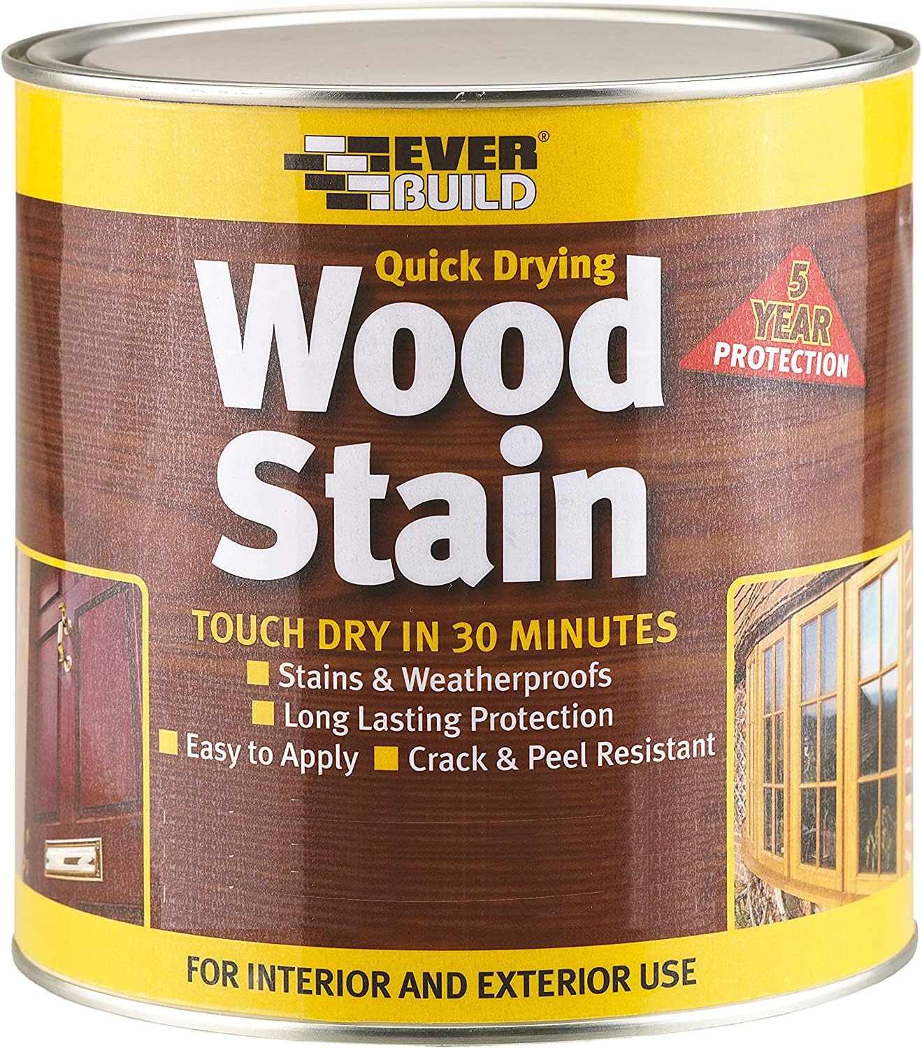 Everbuild Satin Wood Stain – Indoor And Outdoor Use – Weatherproof – UV-Resistant – Quick Drying – Solvent Free – Clear – 750ml