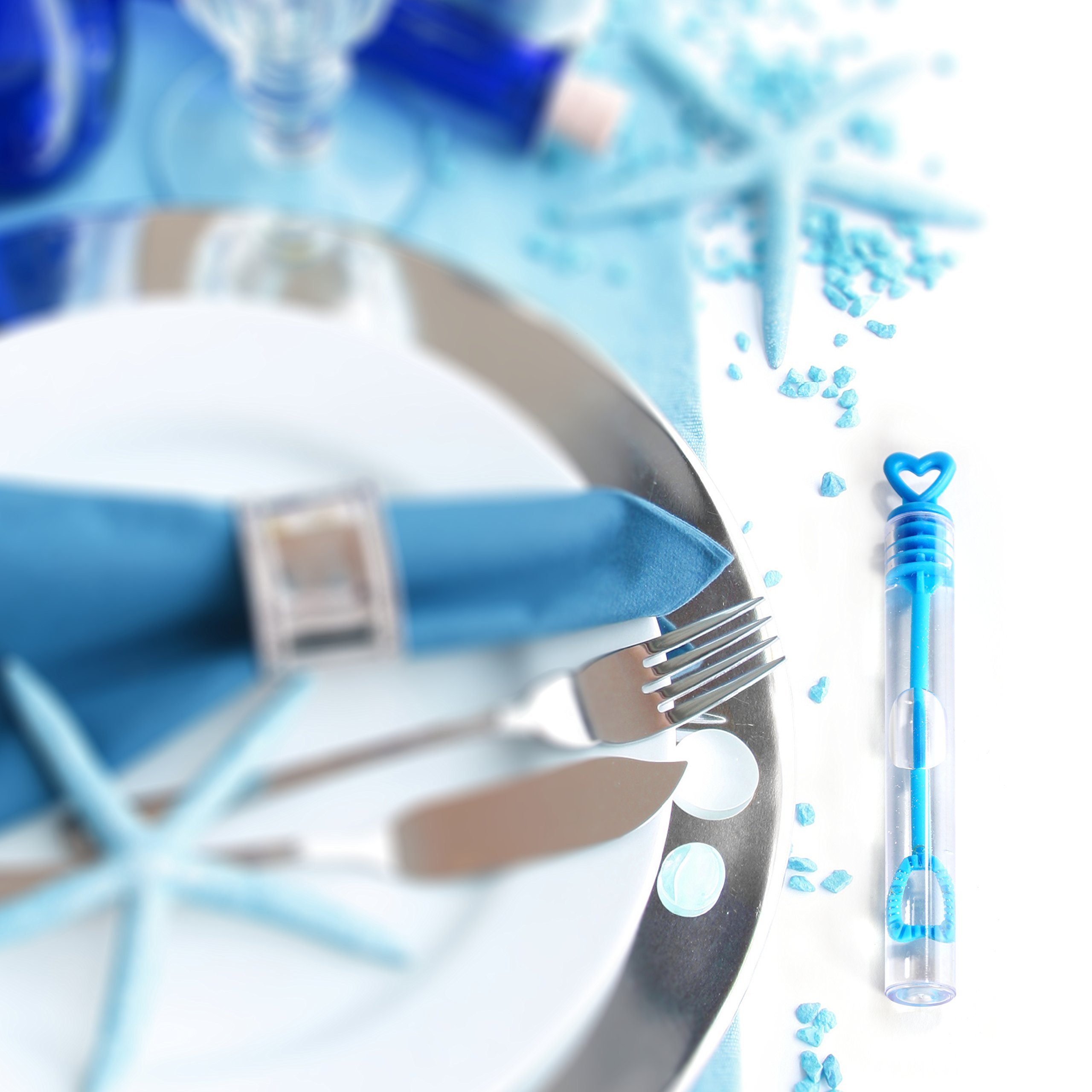 Louisiana premium soap bubbles set in white - 48 pieces with heart handle - Loving gift for wedding baptism birthday golden wedding engagement Valentine\'s Day guest gift party- Ideal setting for gorgeous photos