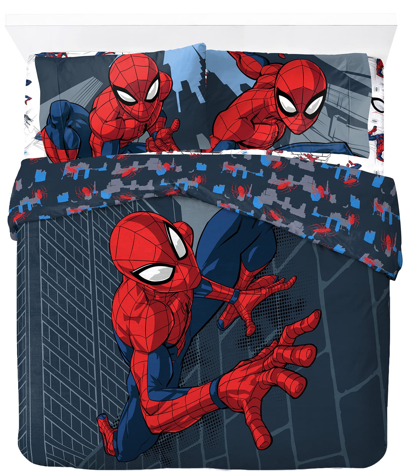 Jay Franco Marvel Spiderman City Streets 100% Cotton Double Duvet Cover Set - Includes 2 Pillowcases — image 1