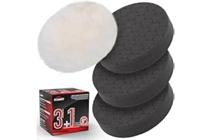 KUIMIT Black Polish Pad, 3Pcs 5.5 Inch Face for 5 Inch Buffing Polishing Pads and Woolen Pads 125mm Backing Plate Compound Buffing Sponge for Car Buffer Polisher Compounding, Polishing and Waxing