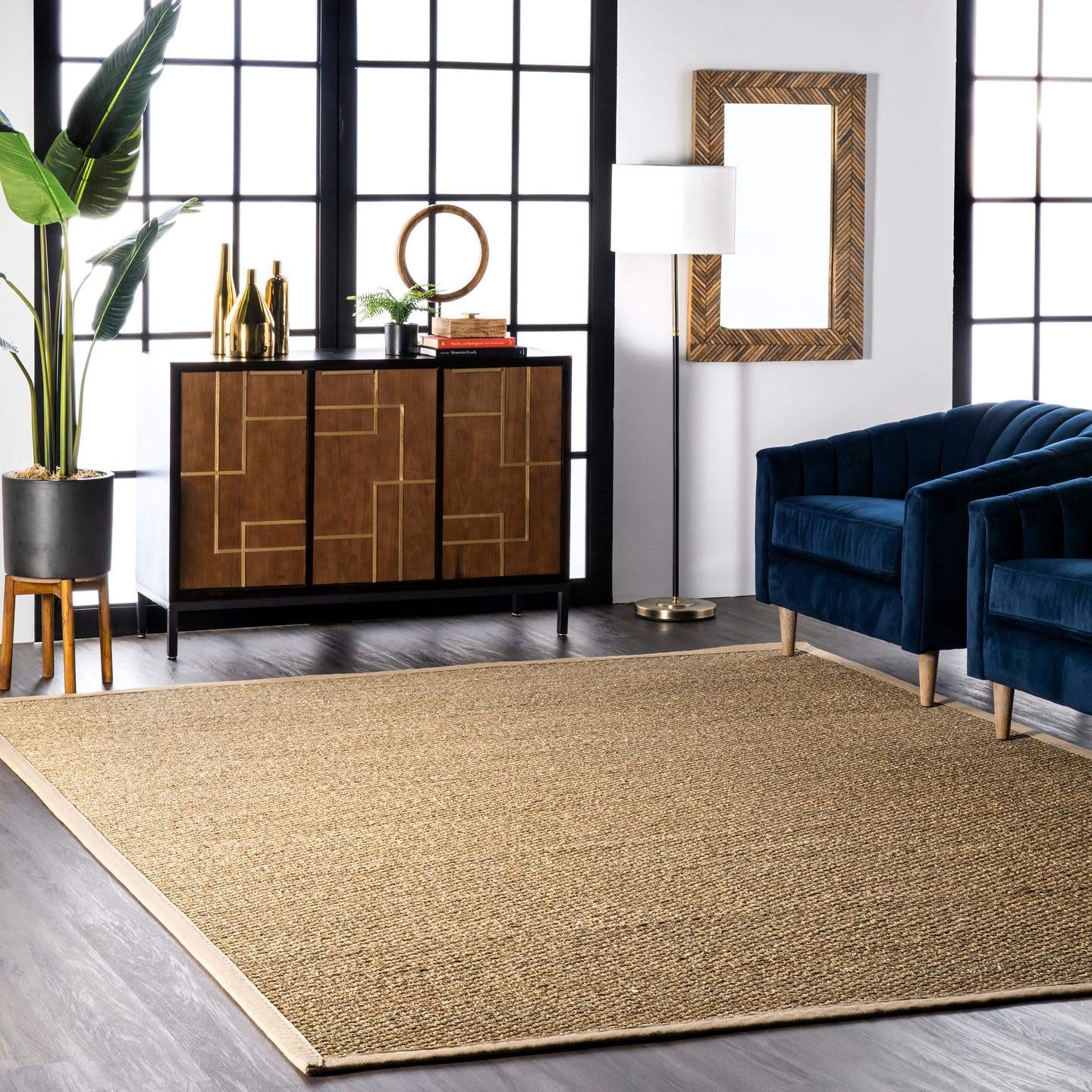  6' x 9', nuLOOM Elijah Seagrass Natural Area Rug, Beige