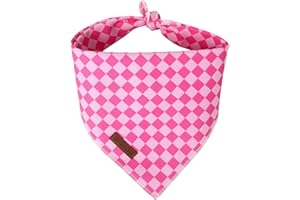 Summer Dog Bandana, UP URARA PUP Pink Bandana for Small Large Dogs, Cotton Handkerchief Fashion Plaid Puppy Triangle Bid Scarf for Boy Girl Dogs