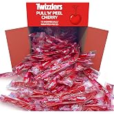 Pullin Peel Cherry Licorice Candy &ndash; 72-Count Bulk Family Pack, Individually Wrapped, Soft Chewy Red Candy, 2 Pound Bag